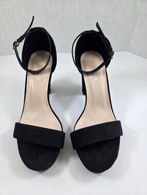 TOP Moda Black Open-Toe Ankle-Strap Block Heels Modern Chic